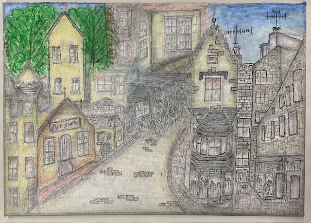 Super detailed building-scape on canvas by Tony